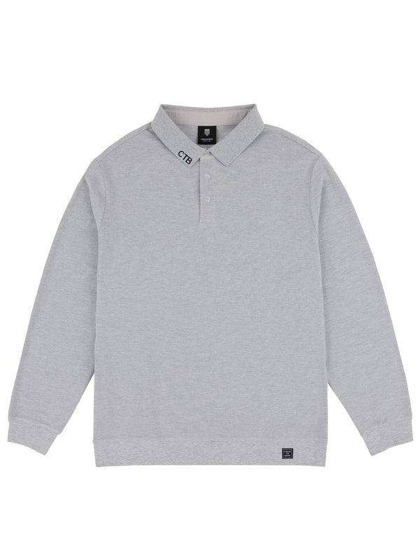 SOLID AF L/S POLO | HEATHER GREY