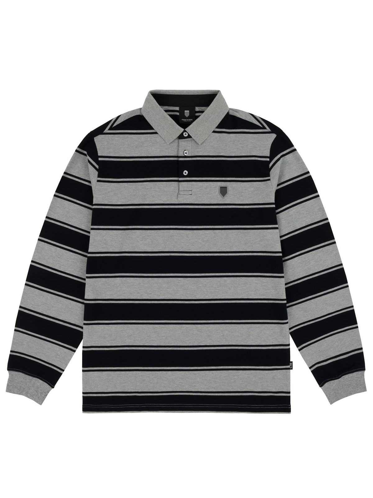 STRIFE STRIPE L/S POLO | BLACK