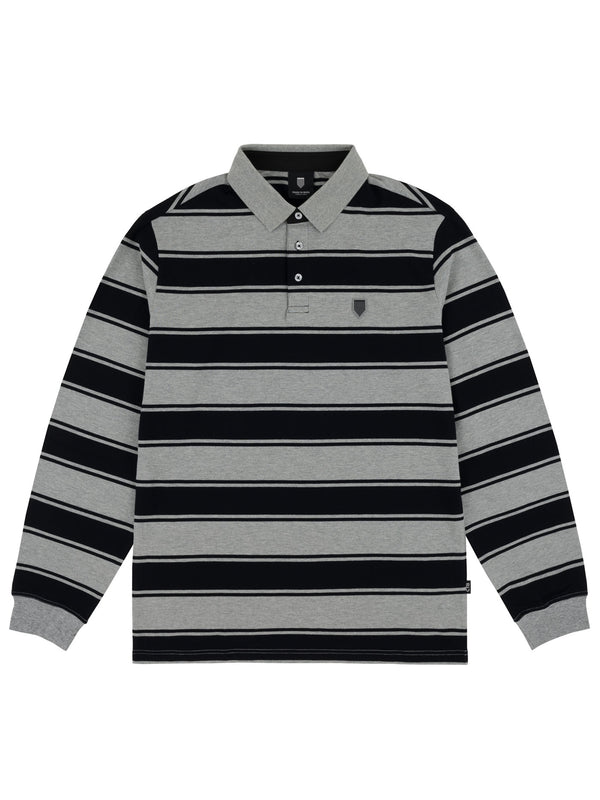 STRIFE STRIPE L/S POLO | BLACK