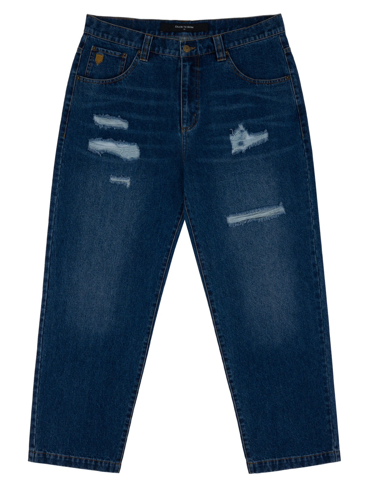 MILLIONS ROOMY FIT DENIM | RIPPED DISTRESSED INDIGO WASH