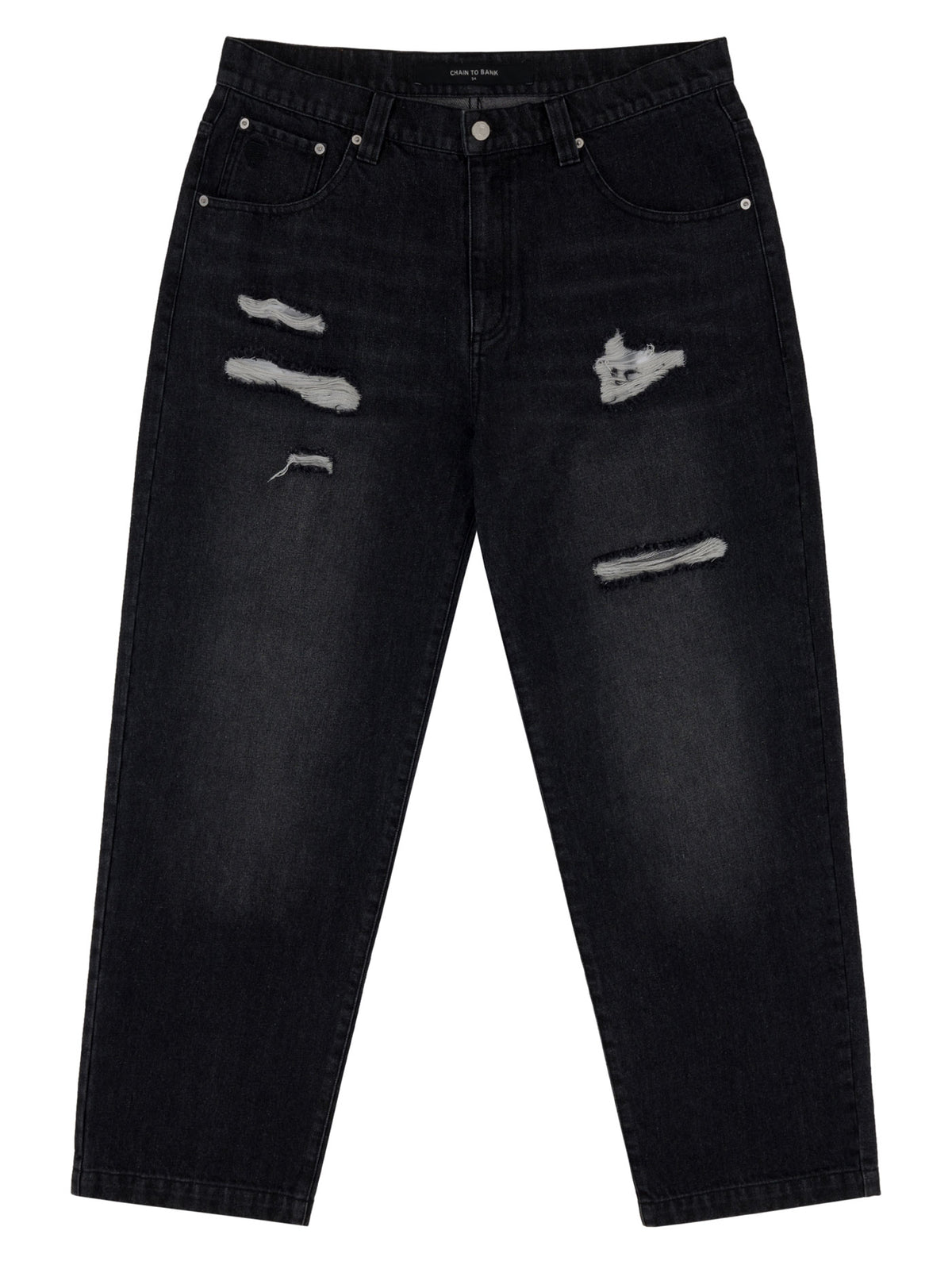 MILLIONS ROOMY FIT DENIM | RIPPED DISTRESSED BLACK WASH