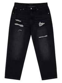 MILLIONS ROOMY FIT DENIM | RIPPED DISTRESSED BLACK WASH