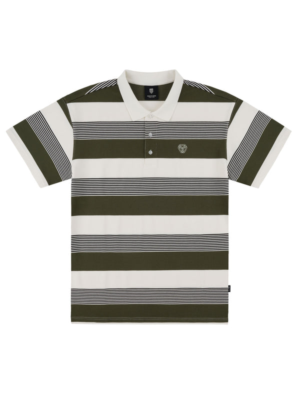 LIVING LARGE STRIPES S/S POLO | ARMY STRIPES