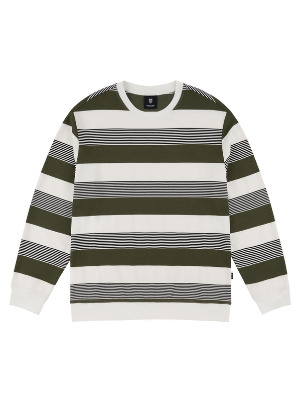 LIVING LARGE STRIPES L/S CREW | ARMY STRIPES