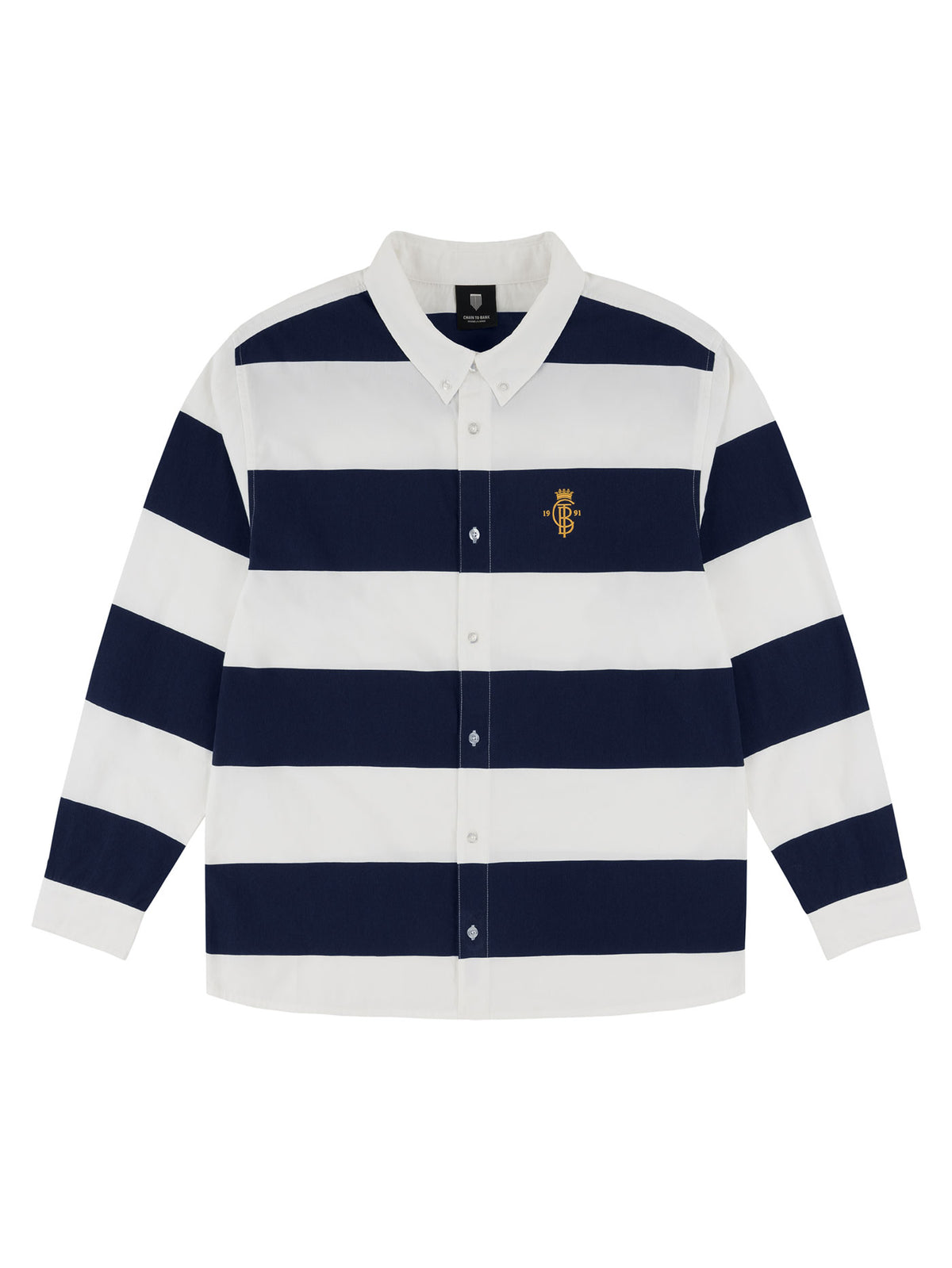 FOUR BARS BUTTON UP | NAVY/WHITE